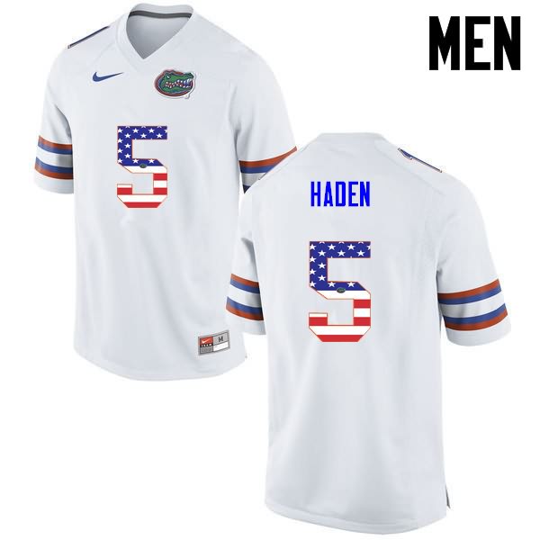 Men's NCAA Florida Gators Joe Haden #5 Stitched Authentic USA Flag Fashion Nike White College Football Jersey RCA5565TH